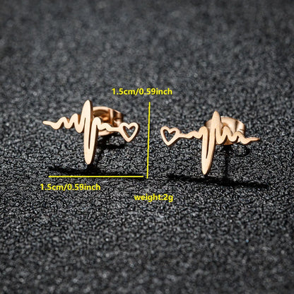 1 Pair Cute Japanese Style Cross Heart Shape Butterfly Hollow Out 304 Stainless Steel 18K Gold Plated Ear Studs