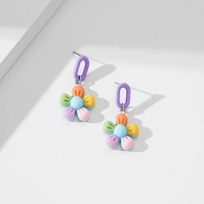 1 Pair Cute Korean Style Flower Arylic Drop Earrings