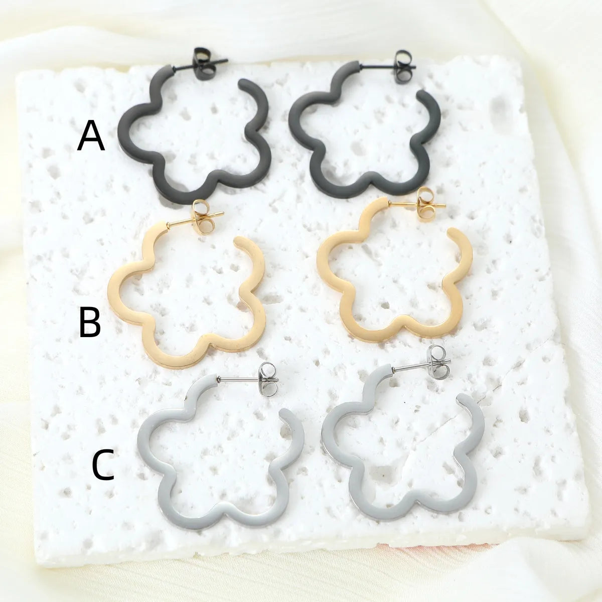 1 Pair Cute Lady Flower Alloy Earrings