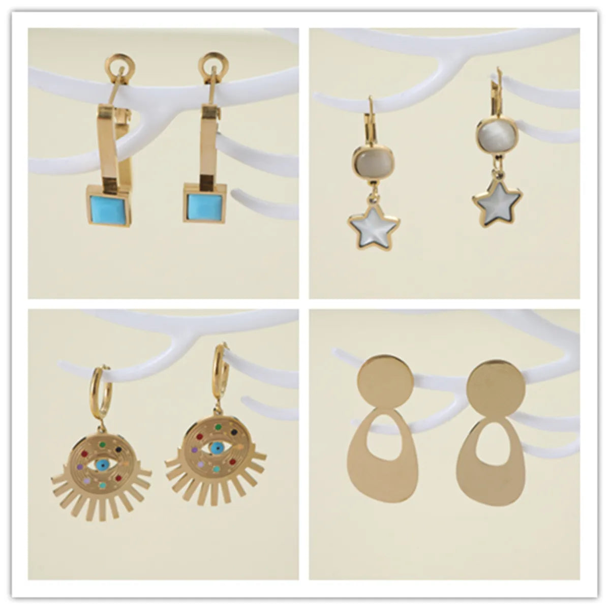 1 Pair Cute Lady Modern Style Pentagram Round Zinc Alloy Drop Earrings