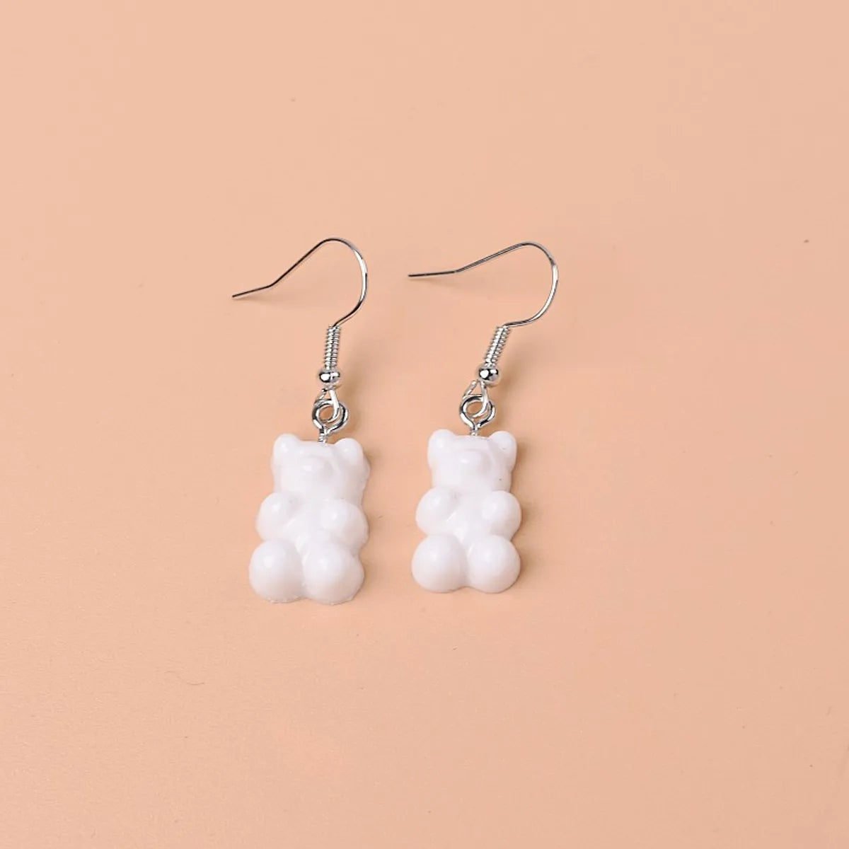 1 Pair Cute Lady Sweet Bear Resin Drop Earrings