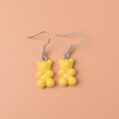 1 Pair Cute Lady Sweet Bear Resin Drop Earrings