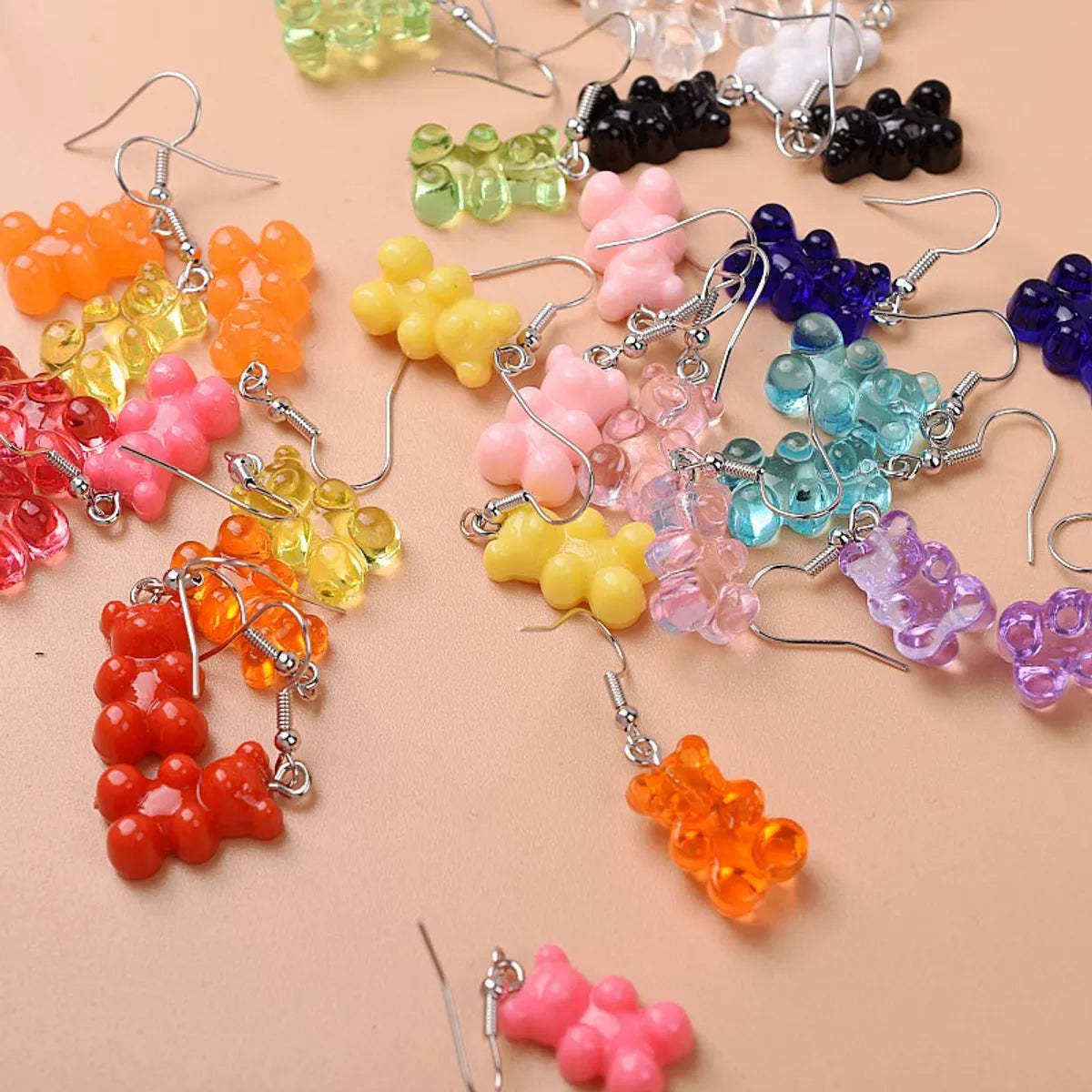 1 Pair Cute Lady Sweet Bear Resin Drop Earrings