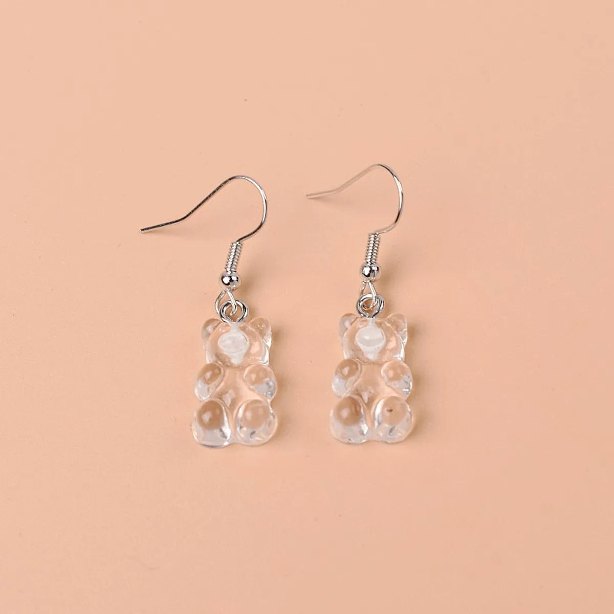 1 Pair Cute Lady Sweet Bear Resin Drop Earrings