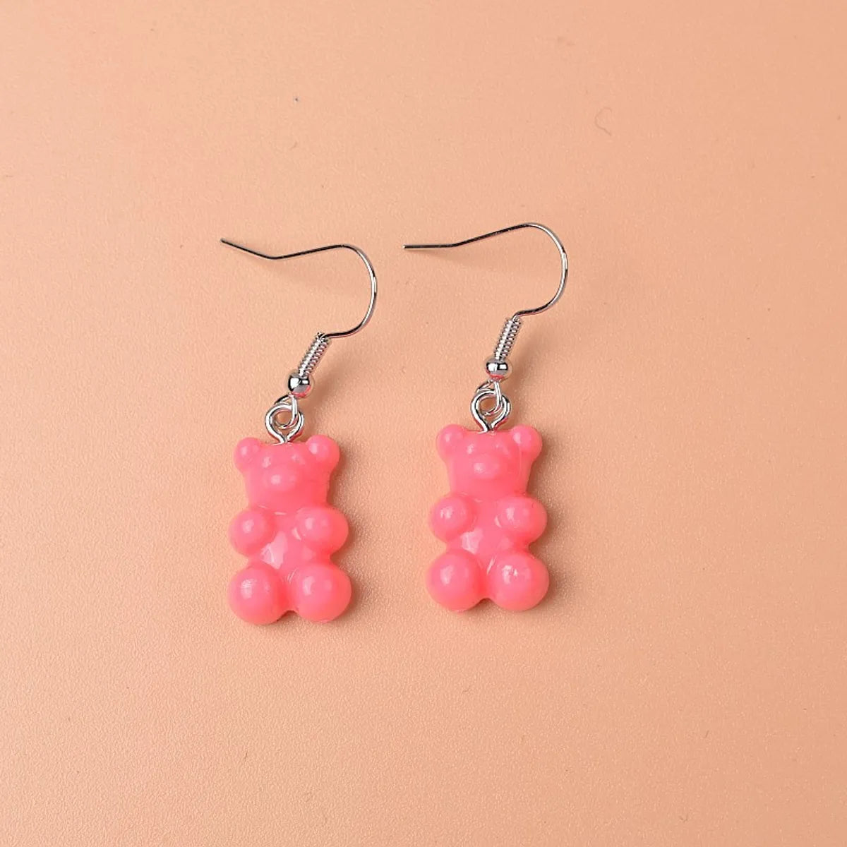 1 Pair Cute Lady Sweet Bear Resin Drop Earrings