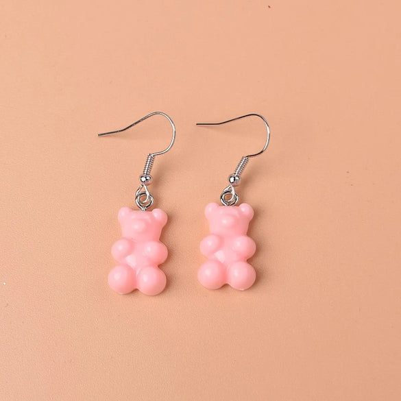 1 Pair Cute Lady Sweet Bear Resin Drop Earrings