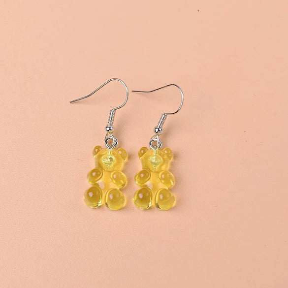 1 Pair Cute Lady Sweet Bear Resin Drop Earrings