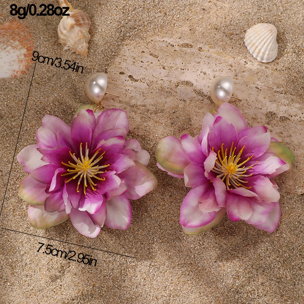 1 Pair Cute Lady Sweet Flower Cloth Drop Earrings