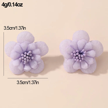 1 Pair Cute Lady Sweet Flower Inlay Cloth Artificial Pearls Ear Studs