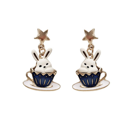 1 Pair Cute Lady Sweet Rabbit Stoving Varnish Plating Alloy Drop Earrings