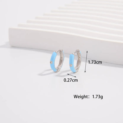 1 Pair Cute Lady Sweet Round Plating Inlay Sterling Silver Zircon White Gold Plated Hoop Earrings