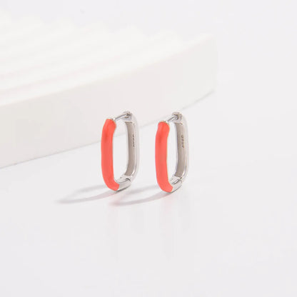 1 Pair Cute Lady Sweet Round Plating Sterling Silver White Gold Plated Hoop Earrings