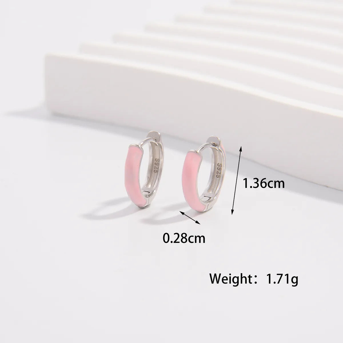 1 Pair Cute Lady Sweet Round Plating Sterling Silver White Gold Plated Hoop Earrings