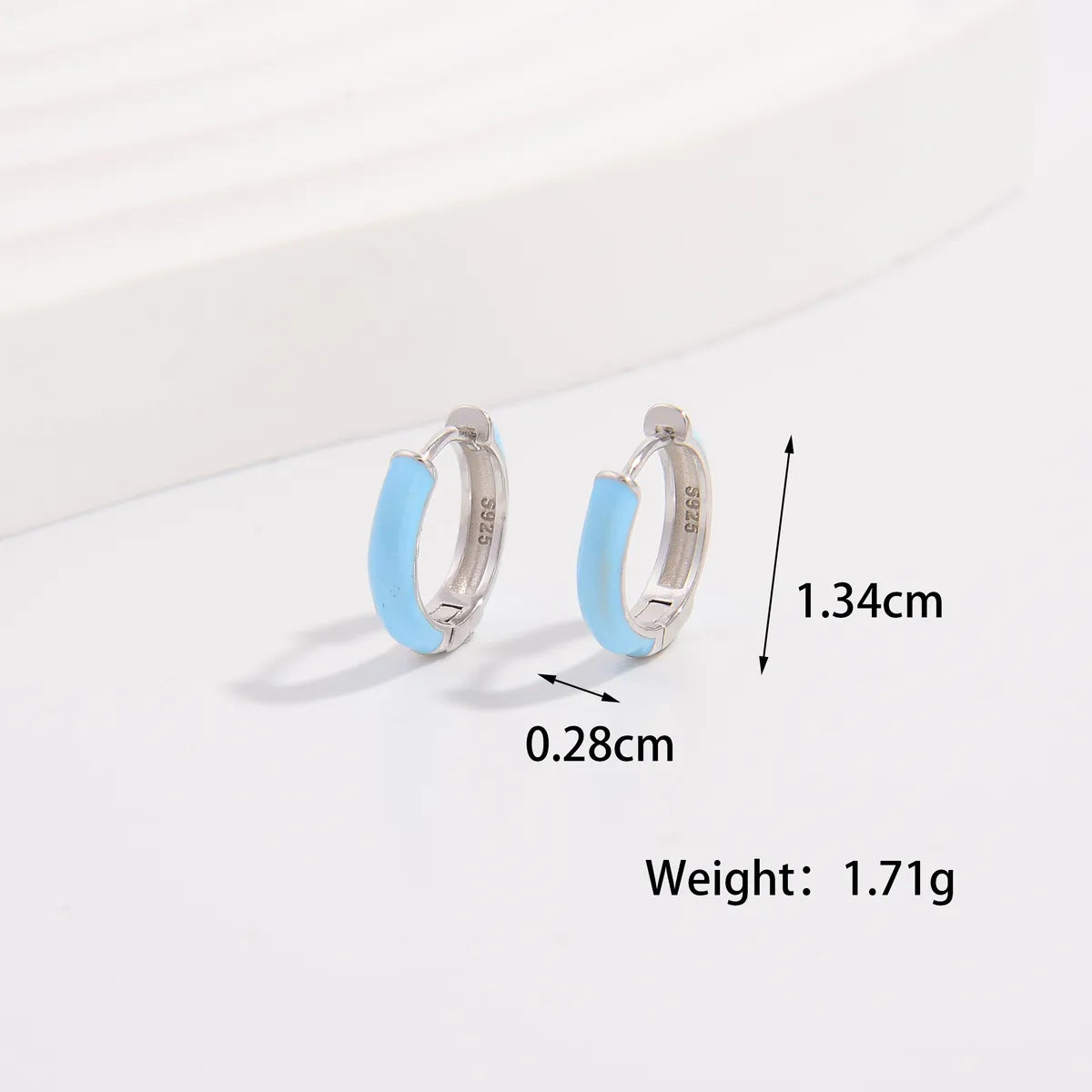 1 Pair Cute Lady Sweet Round Plating Sterling Silver White Gold Plated Hoop Earrings