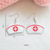 1 Pair Cute Love Cartoon Nurse Hat Arylic Metal Ear Hook
