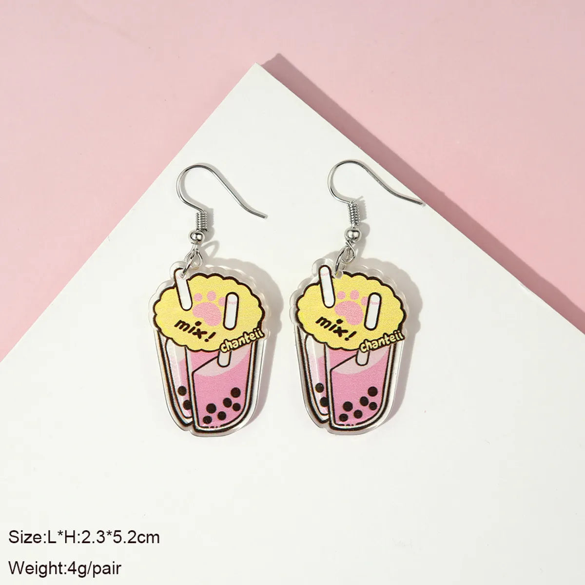 1 Pair Cute Milky Tea Bottle Letter Rainbow Arylic Drop Earrings