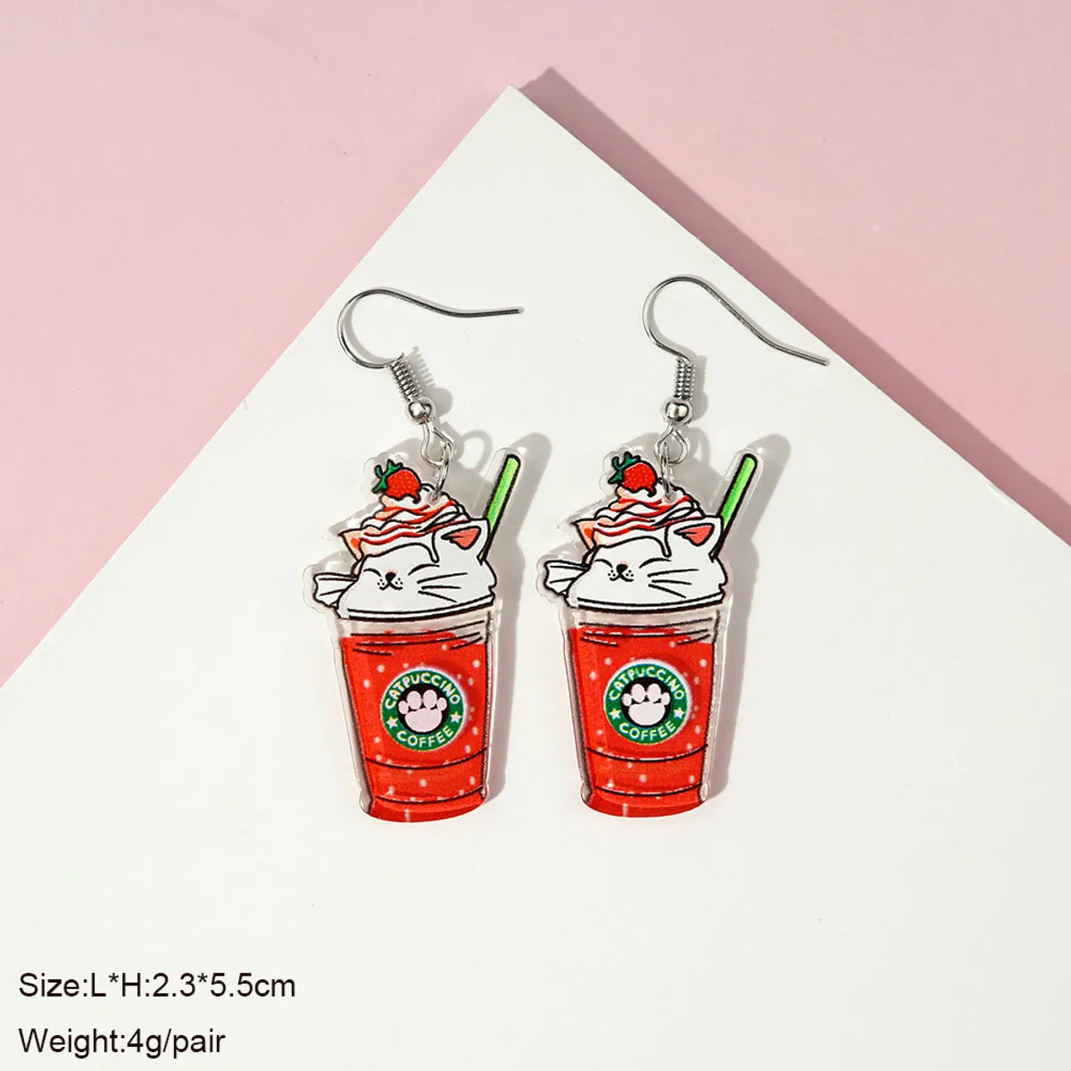 1 Pair Cute Milky Tea Bottle Letter Rainbow Arylic Drop Earrings