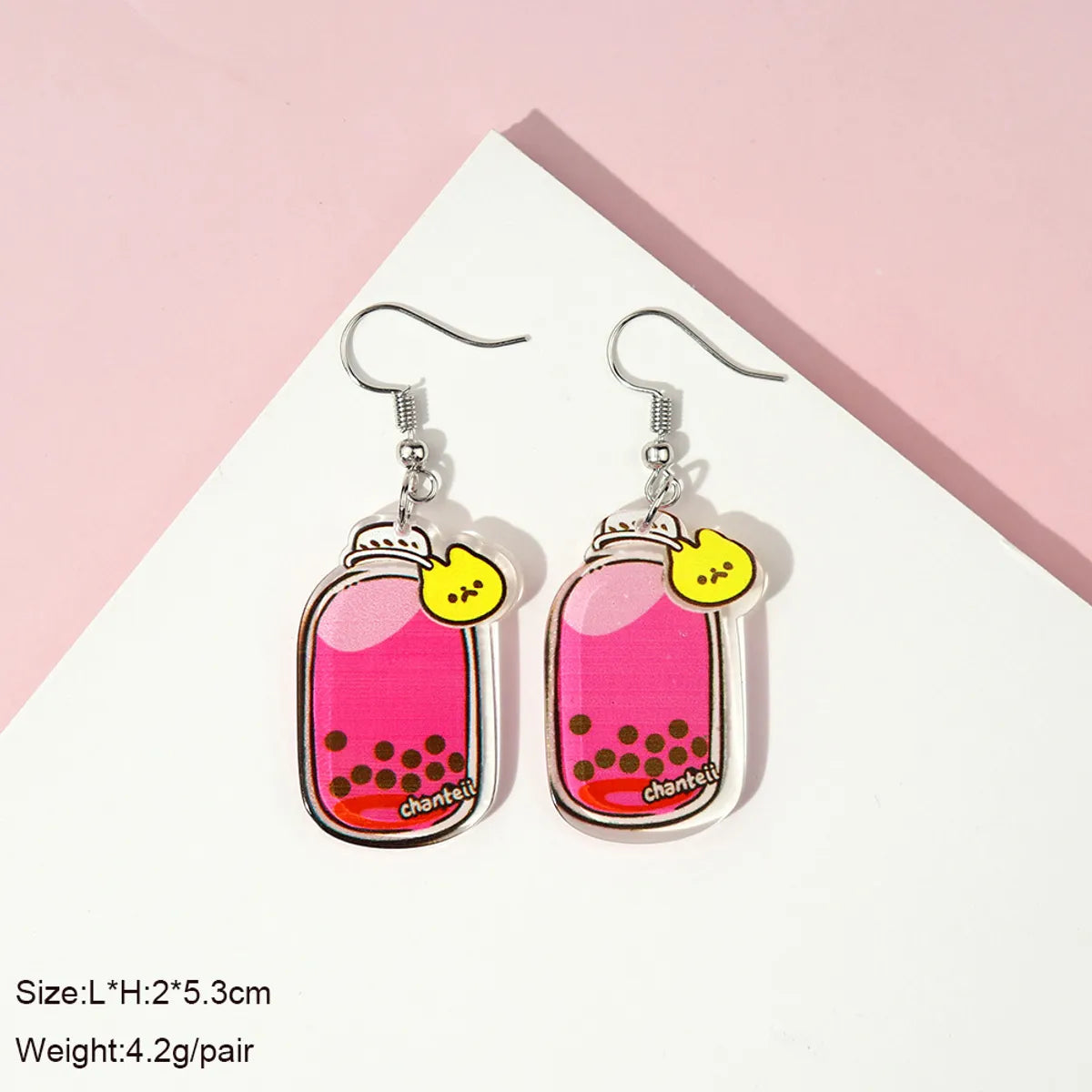 1 Pair Cute Milky Tea Bottle Letter Rainbow Arylic Drop Earrings