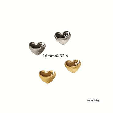 1 Pair Cute Modern Style Classic Style Heart Shape Plating Stainless Steel Gold Plated Ear Studs