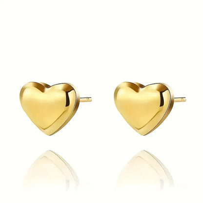 1 Pair Cute Modern Style Classic Style Heart Shape Plating Stainless Steel Gold Plated Ear Studs