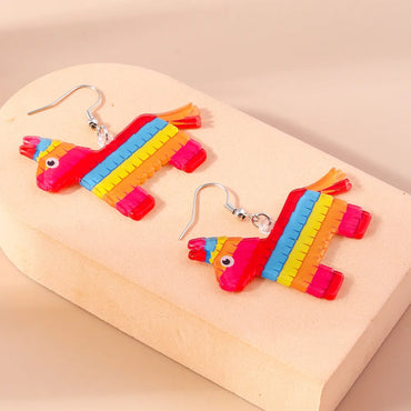 1 Pair Cute Modern Style Colorful Horse Zinc Alloy Drop Earrings