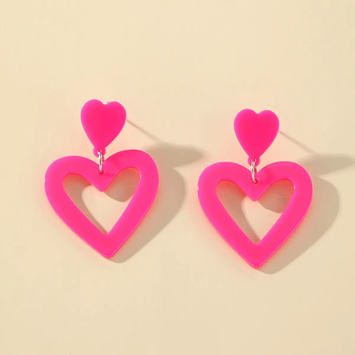 1 Pair Cute Modern Style Simple Style Heart Shape Arylic Drop Earrings