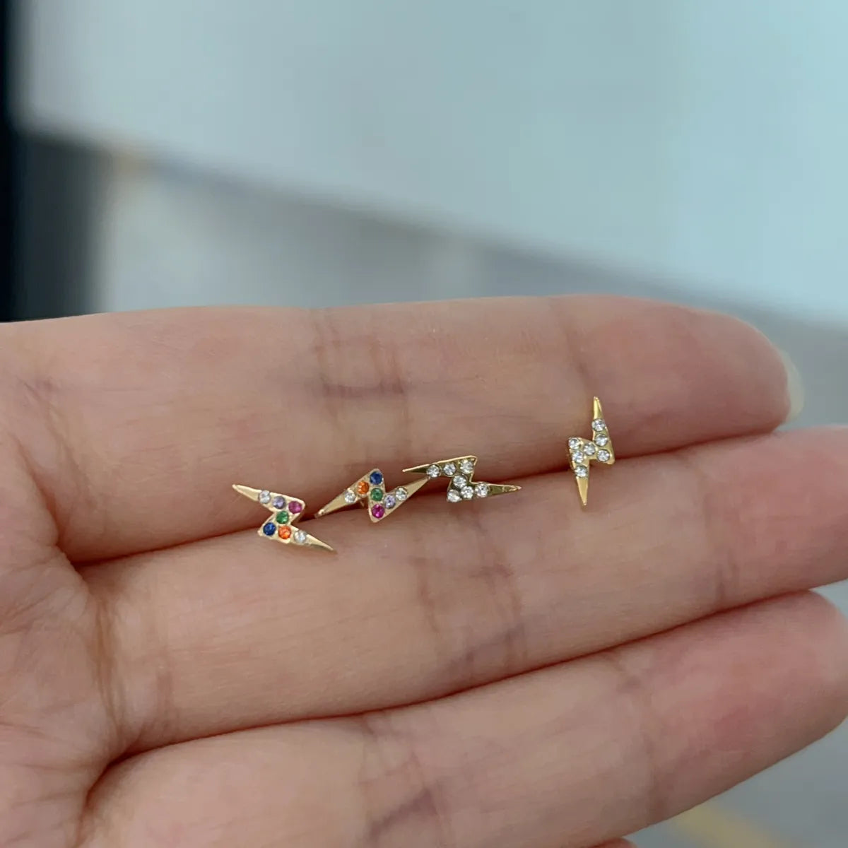 1 Pair Cute Modern Style Simple Style Lightning Inlay Stainless Steel Zircon 18K Gold Plated Ear Studs