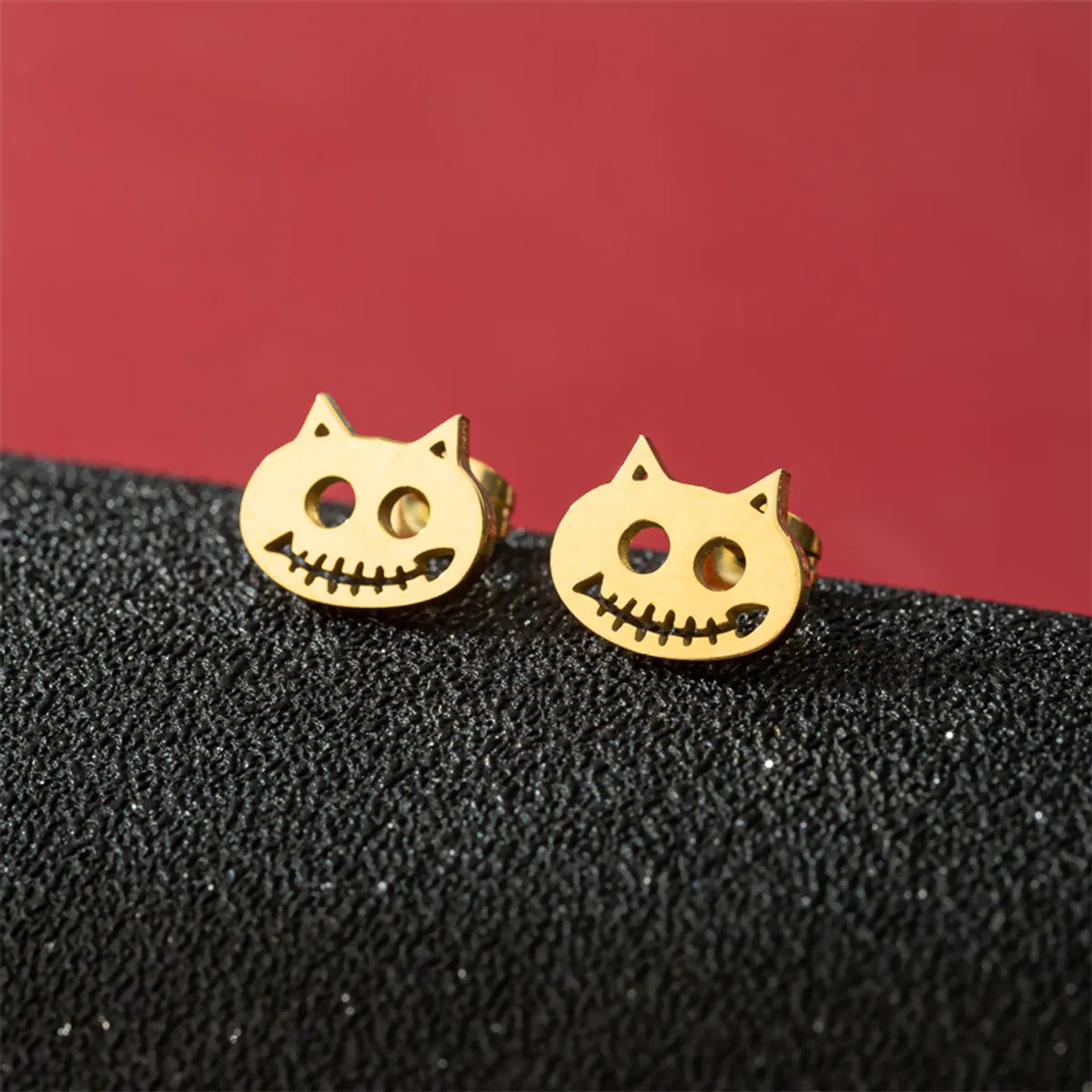 1 Pair Cute Modern Style Sweet Cat Tiger Spider Polishing Plating 304 Stainless Steel 18K Gold Plated Ear Studs