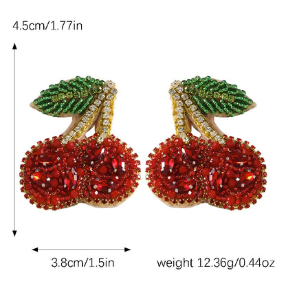 1 Pair Cute Modern Style Sweet Pear Pineapple Inlay Cloth Seed Bead Rhinestones K Gold Plated Drop Earrings