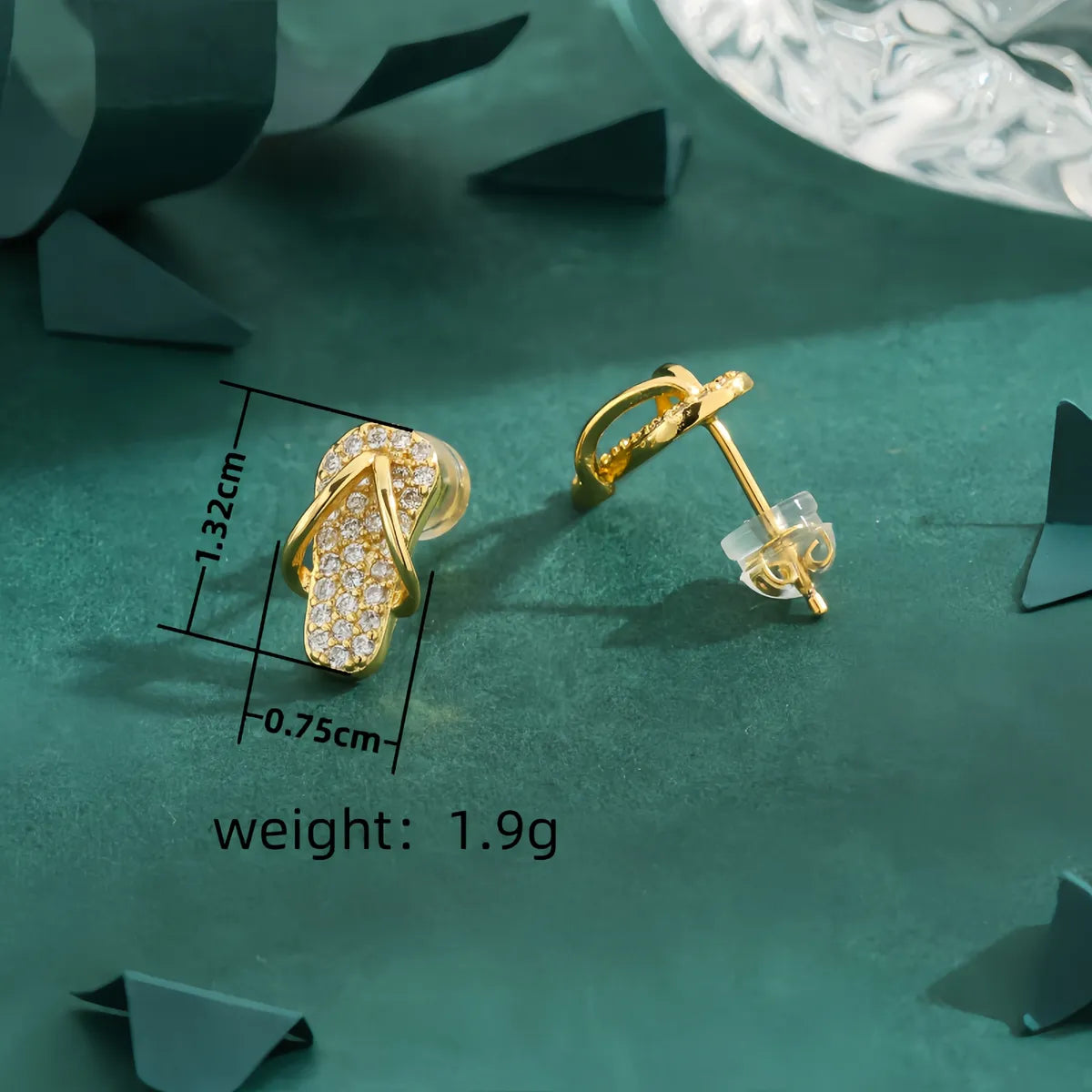 1 Pair Cute Novelty Classic Style Slippers Inlay Copper Zircon 18K Gold Plated Ear Studs