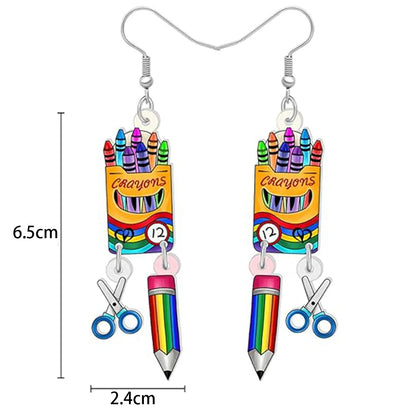 1 Pair Cute Novelty Earth Instrument Microscope Pencil Arylic Drop Earrings