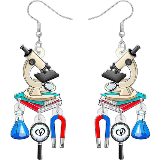 1 Pair Cute Novelty Earth Instrument Microscope Pencil Arylic Drop Earrings