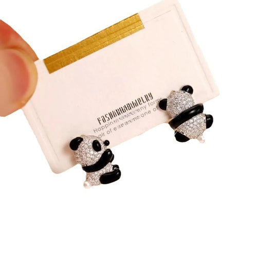 1 Pair Cute Panda Copper Ear Studs