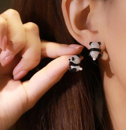 1 Pair Cute Panda Copper Ear Studs