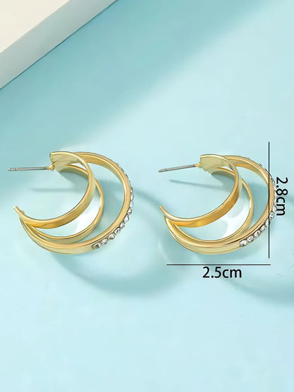 1 Pair Cute Pastoral Classic Style C Shape Inlay Iron Zinc Alloy Resin Rhinestones Ear Studs