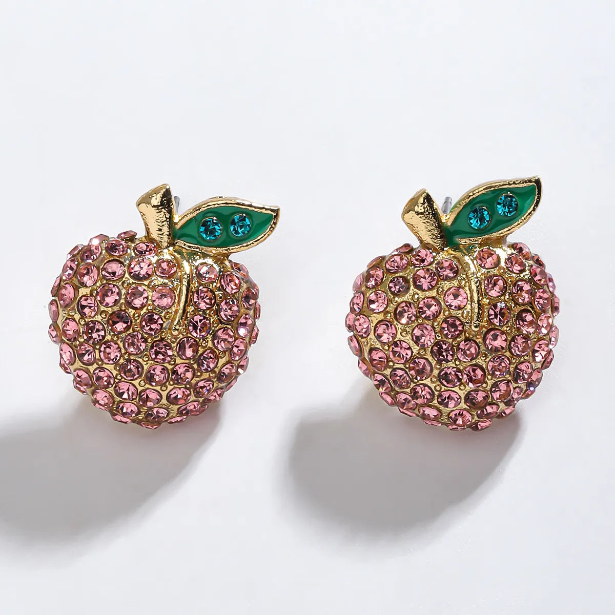 1 Pair Cute Pastoral Shiny Fruit Inlay Zinc Alloy Rhinestones K Gold Plated Ear Studs