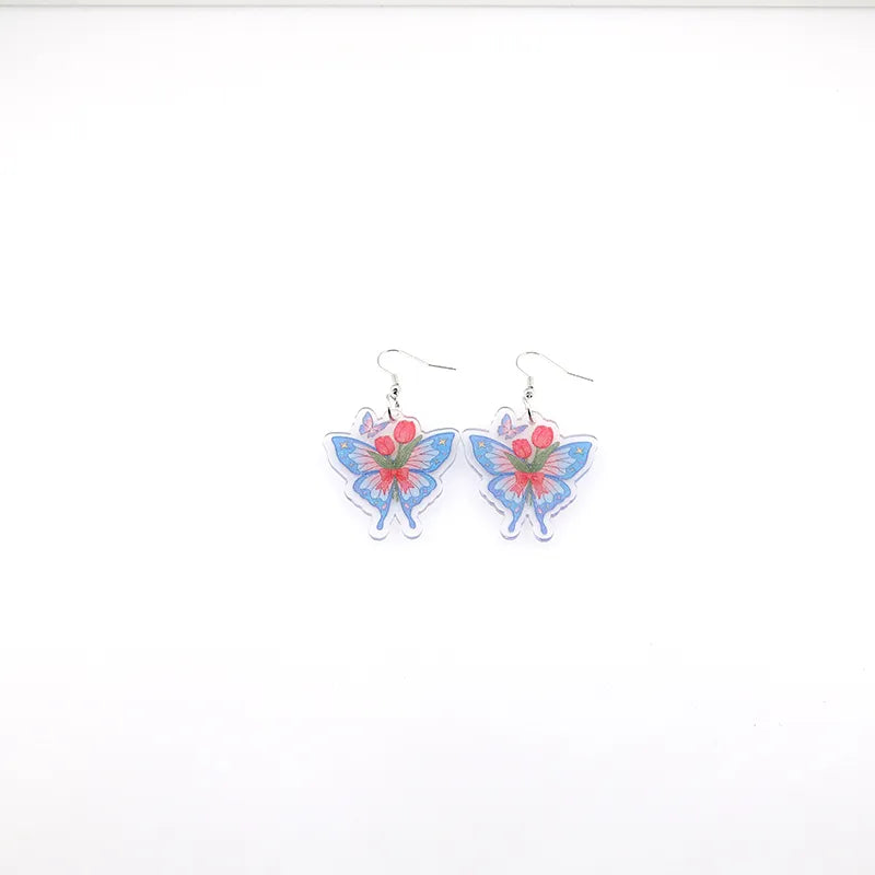 1 Pair Cute Pastoral Simple Style Butterfly Alloy Resin Drop Earrings