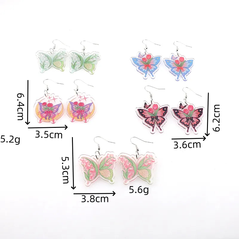 1 Pair Cute Pastoral Simple Style Butterfly Alloy Resin Drop Earrings