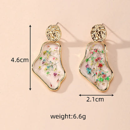 1 Pair Cute Pastoral Simple Style Ditsy Floral Flower Alloy Resin Drop Earrings