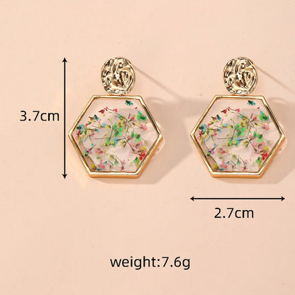 1 Pair Cute Pastoral Simple Style Ditsy Floral Flower Alloy Resin Drop Earrings