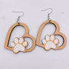 1 Pair Cute Paw Print Heart Shape Wood Mother'S Day Women'S Drop Earrings