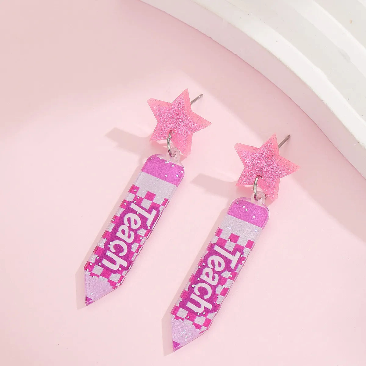 1 Pair Cute Pencil Boots Printing Arylic Drop Earrings