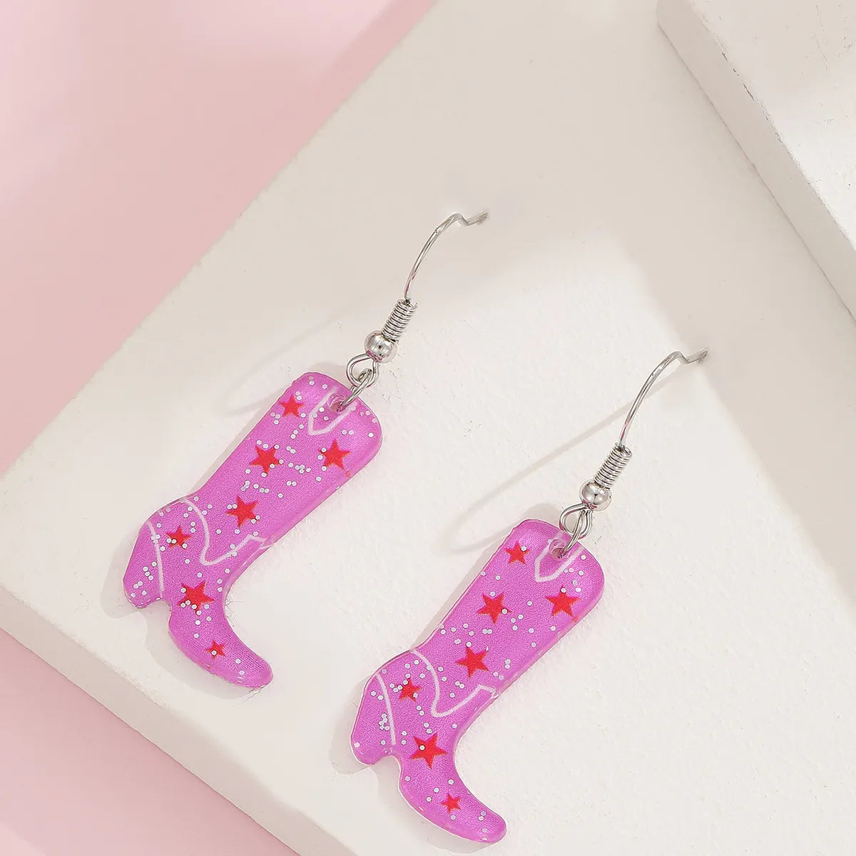 1 Pair Cute Pencil Boots Printing Arylic Drop Earrings