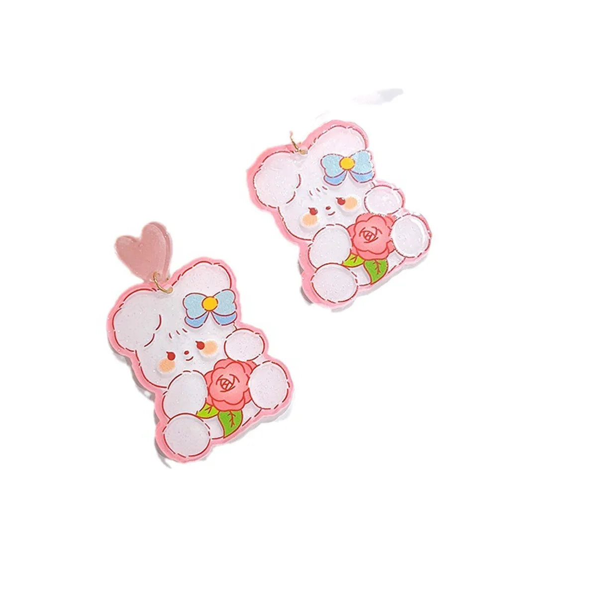 1 Pair Cute Rabbit Printing Arylic Drop Earrings