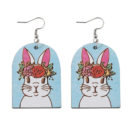 1 Pair Cute Rabbit Wood Drop Earrings