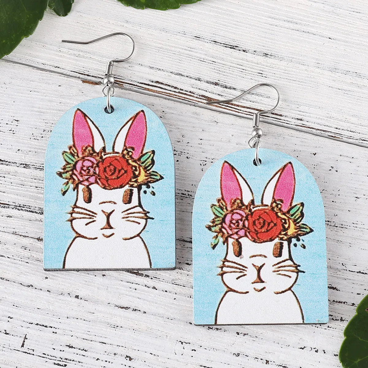 1 Pair Cute Rabbit Wood Drop Earrings