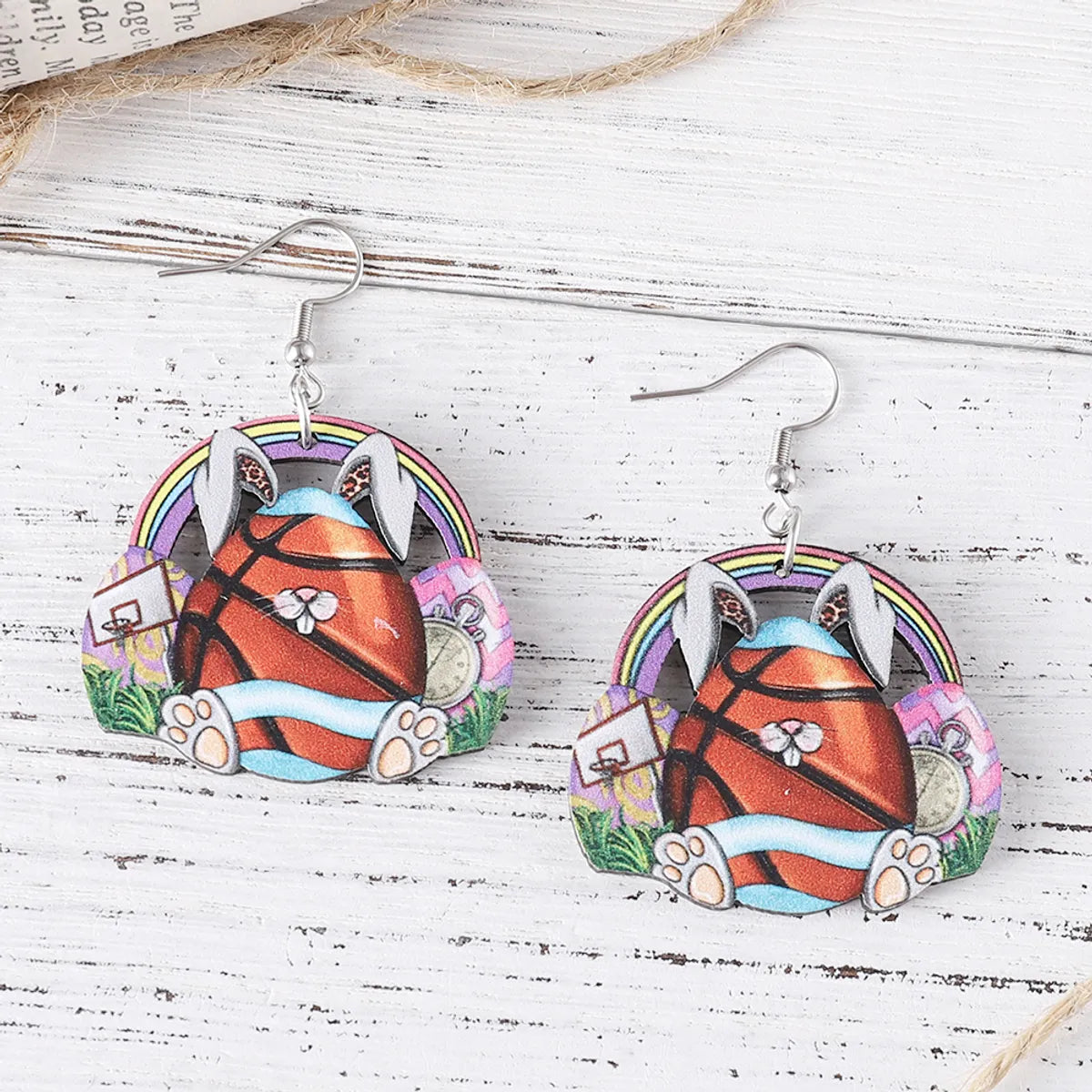 1 Pair Cute Retro Rabbit Wood Drop Earrings