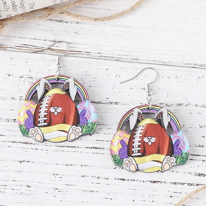 1 Pair Cute Retro Rabbit Wood Drop Earrings