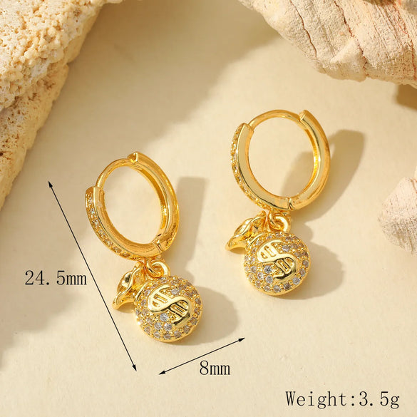 1 Pair Cute Romantic Cherry Starfish Epoxy Copper Zircon 18K Gold Plated Drop Earrings