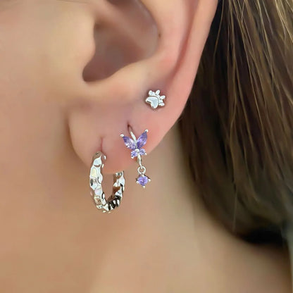 1 Pair Cute Romantic Pastoral Butterfly Butterfly Inlay Sterling Silver Zircon White Gold Plated Gold Plated Earrings